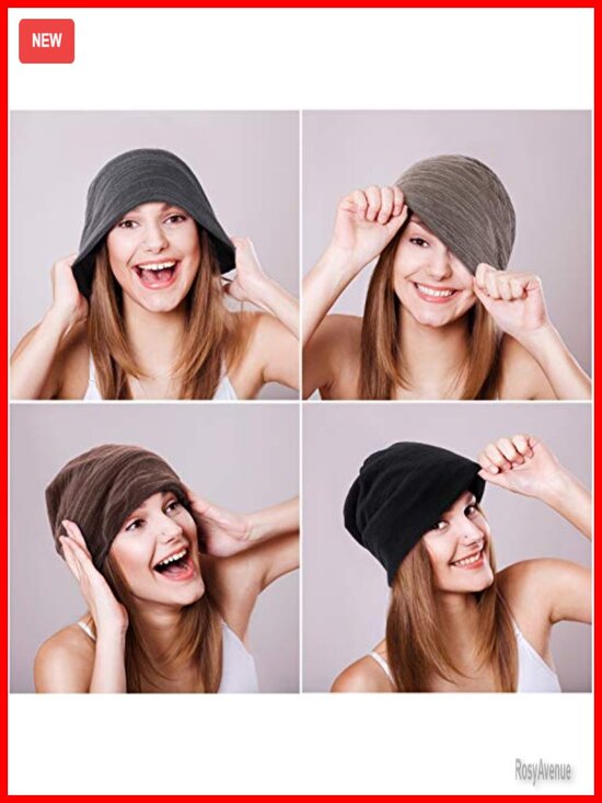 4 Pack Slouchy Beanie Hats Sleeping Cap Cotton Knit Skull Cap Unisex